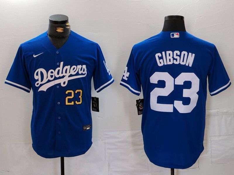 Men Los Angeles Dodgers 23 Gibson Blue Nike Game 2024 MLB Jersey style 2